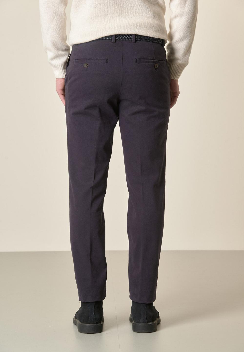Angelico Pantalone blu sartoriale gabardina cotone regular fit Nuovo